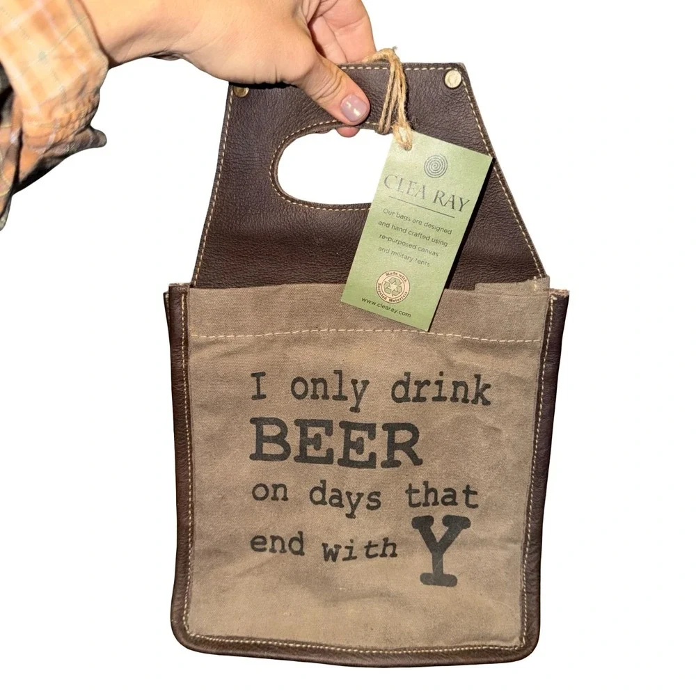 NWT Beer Canvas Carrier Tote. Clea Ray 